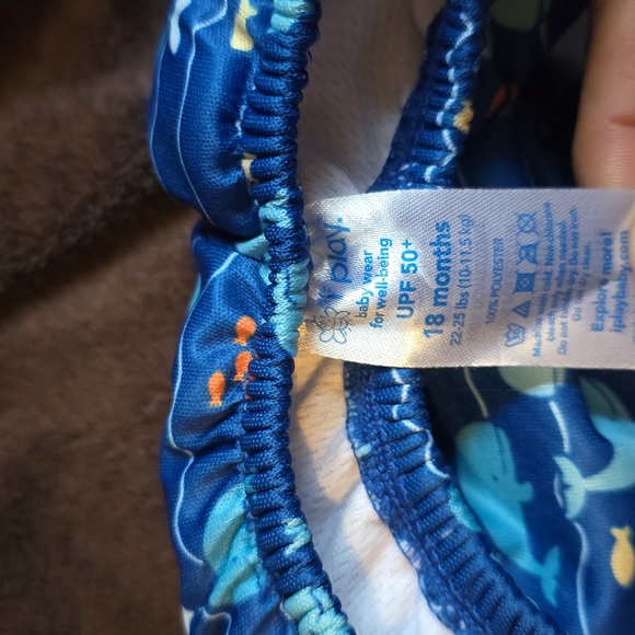 HP🎉EUC - iPlay Swim Diaper Cover in Blue, 18M, Whale & Fish Theme, UPF 50+ - Picture 6 of 9